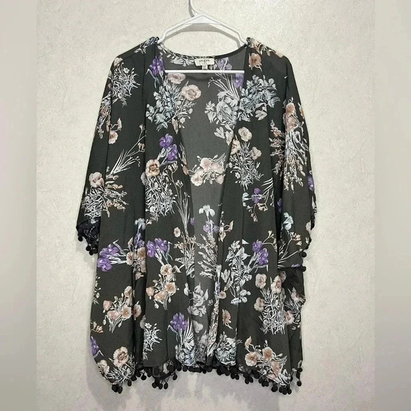 UMGEE Pompoms Floral Dolman Sleeve Cover-up Kimono Size Medium to Large (A5) - Picture 1 of 7